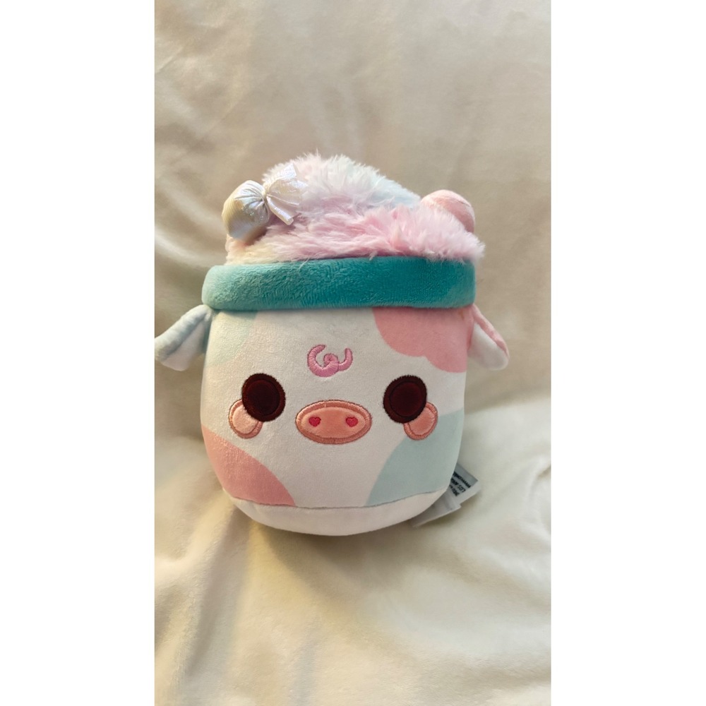 Cuddle Barn Cotton Candy Moo Shake Cow Plush 6" Pastel Kawaii Stuffed Animal